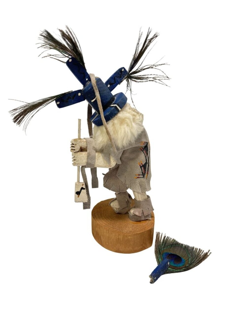 Kokopelli Hopi Kachina Doll Figurine Signed Navajo Wood 10" Tall
